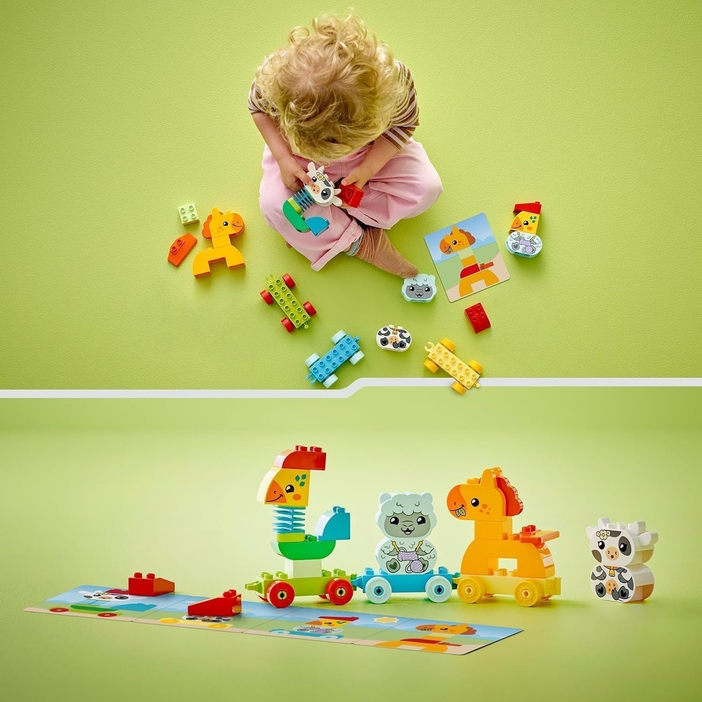 LEGO DUPLO Tiereisenbahn, Spielzeugeisenbahn mit Rädern, kreatives Bauen und Umbauen von Tierfiguren, Lernspielzeug für Kleinkinder, Geburtstagsgeschenk für Tierliebhaber, Mädchen und Jungen ab 1½ Jahren, 10412 Bausets. Besuchen Sie den LEGO-Store