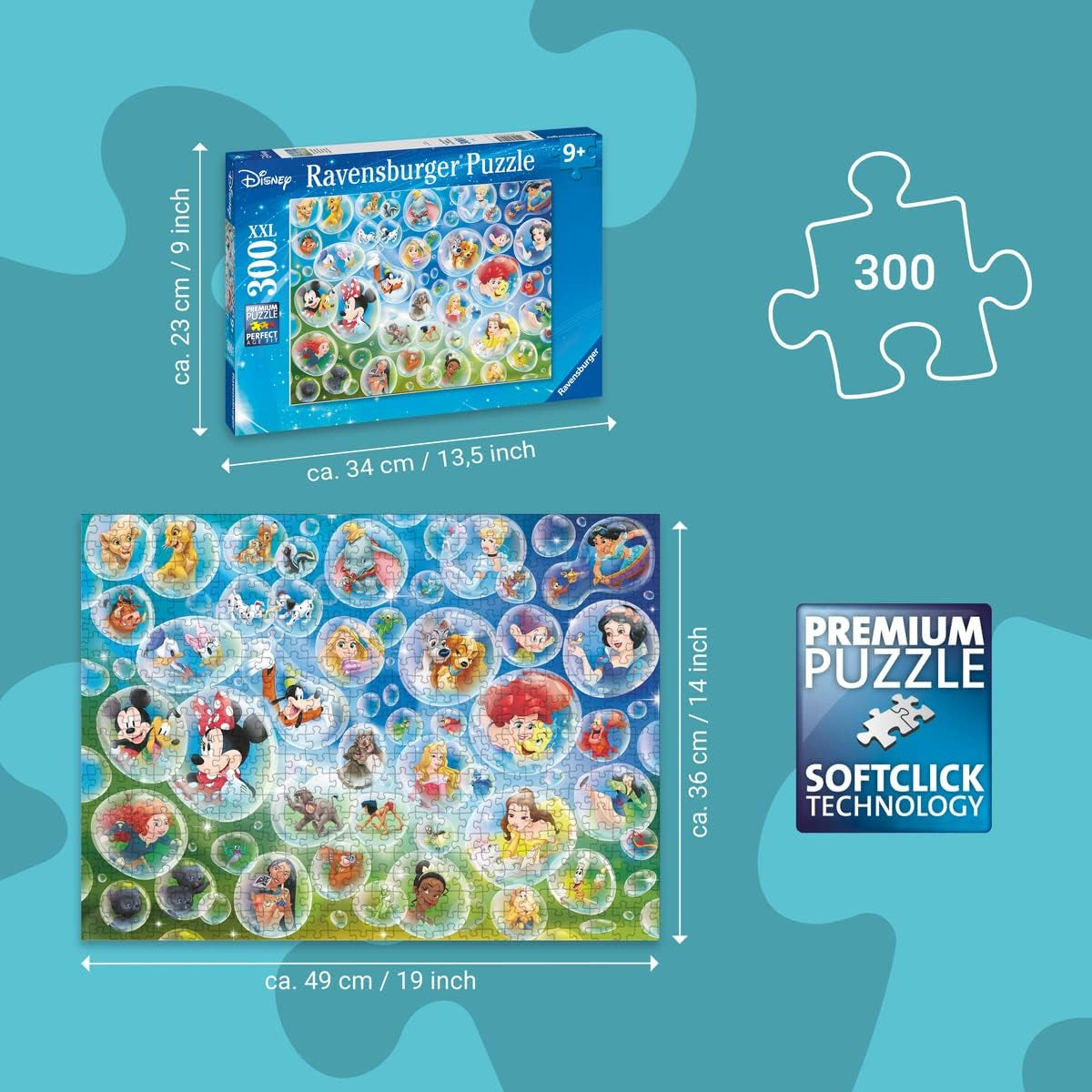 Ravensburger Puzzle 80536 – Disney Soap Bubbles, 300-teiliges Puzzle für Disney-Fans ab 9 Jahren. Puzzle Naty Shop