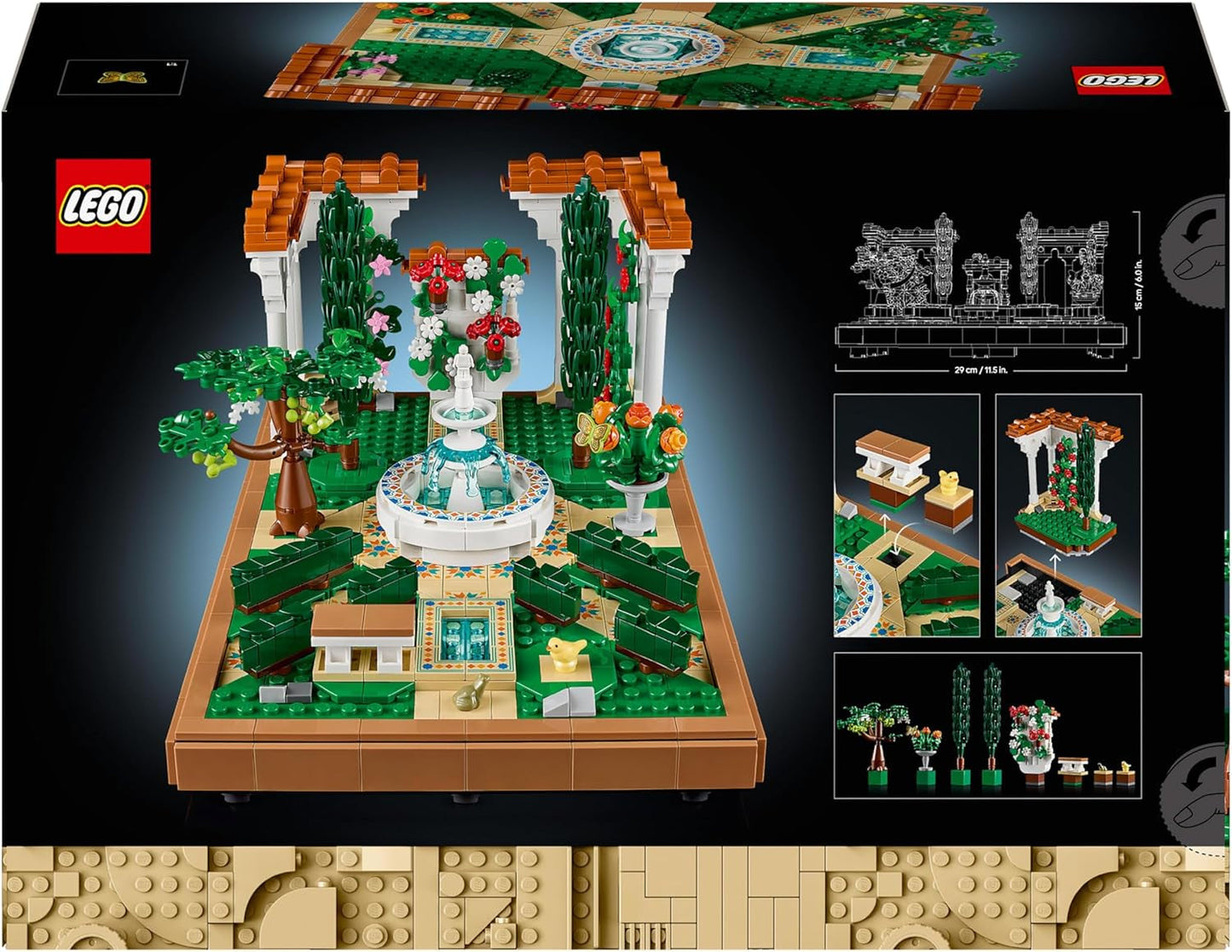 LEGO Icons Fountain Garden – Miniatur-Bauset für Erwachsene mit Blättern, Zypressen, Bäumen, Ranken, Blumen – Kreative Geburtstagsgeschenkidee, Einweihungsgeschenk für Frauen, Männer – 10359 Bausets Beuche den LEGO-Store