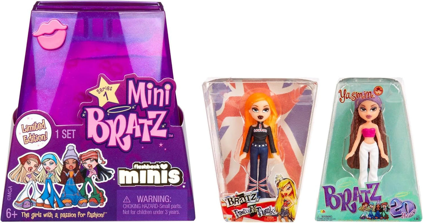 Bratz Miniverse MGA's Y2K Nostalgia Flashback Minis Puppen in limitierter Auflage – ÜBERRASCHUNGSPACK – 2 Bratz Minipuppen und Vitrine – tolles Geschenk für Kinder und Sammler ab 6 Jahren