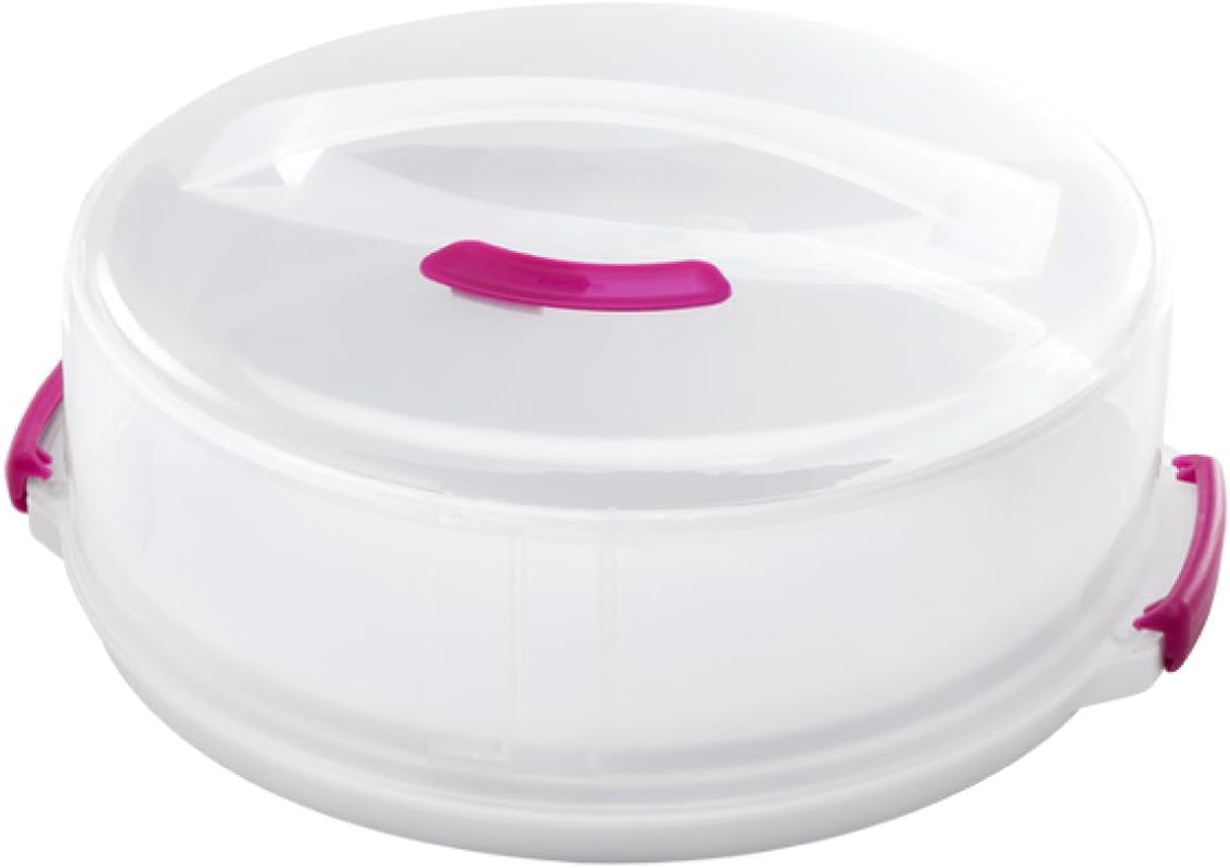 Metaltex Kuchenbehälter, höhenverstellbar, Polypropylen, weiß/transparent, ⌀ 30 cm, höhenverstellbar 8 und 15 cm Naty Shop Frischhaltedosen 30 x 30 x 15 cm
