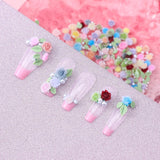 300 Stück Niedliche Blume Nail Charms, 3D Resin Floral Camelie Rose Nägel Charms Mit Perle, Gemischte Größe Bunte Flower Nägel Deko Für Frauen Nail Art Zubehör