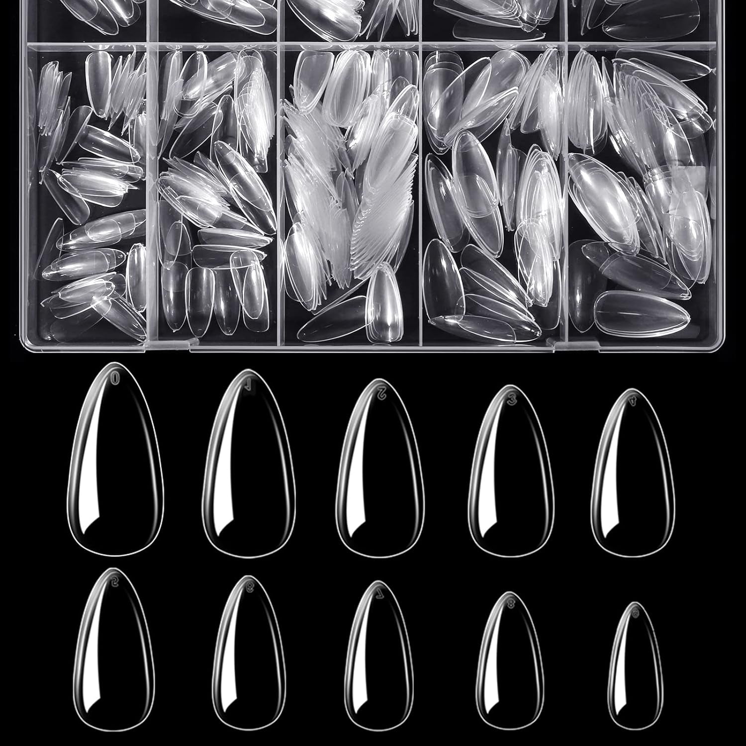 Btartbox Extra kurze Mandel-Nagelspitzen – Volldeckende Gel-X-Soft-XS-Gel-Nagelspitzen – Vorgeformte Halbmatte für breite Nägel Salon 320 Stück