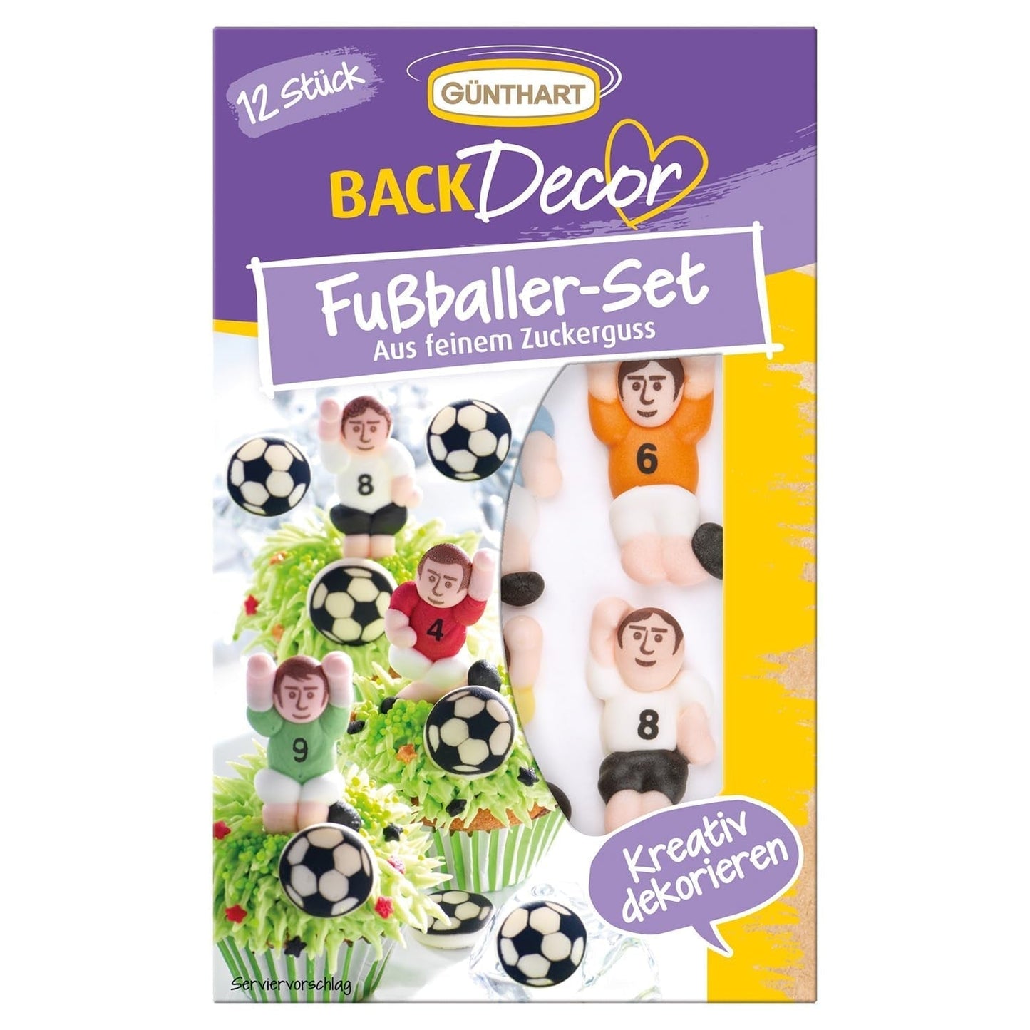 Günthart Backdecor 12 Zuckerfußballspieler und Fußbälle, 21 Gramm Naty Shop