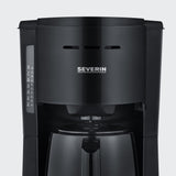 SEVERIN Filterkaffeemaschine mit Thermokaraffe, Kaffeemaschine für bis zu 8 Tassen, attraktiver Filterkaffeebereiter mit isolierter Karaffe, Schwarz, 1 Liter, KA 9306
