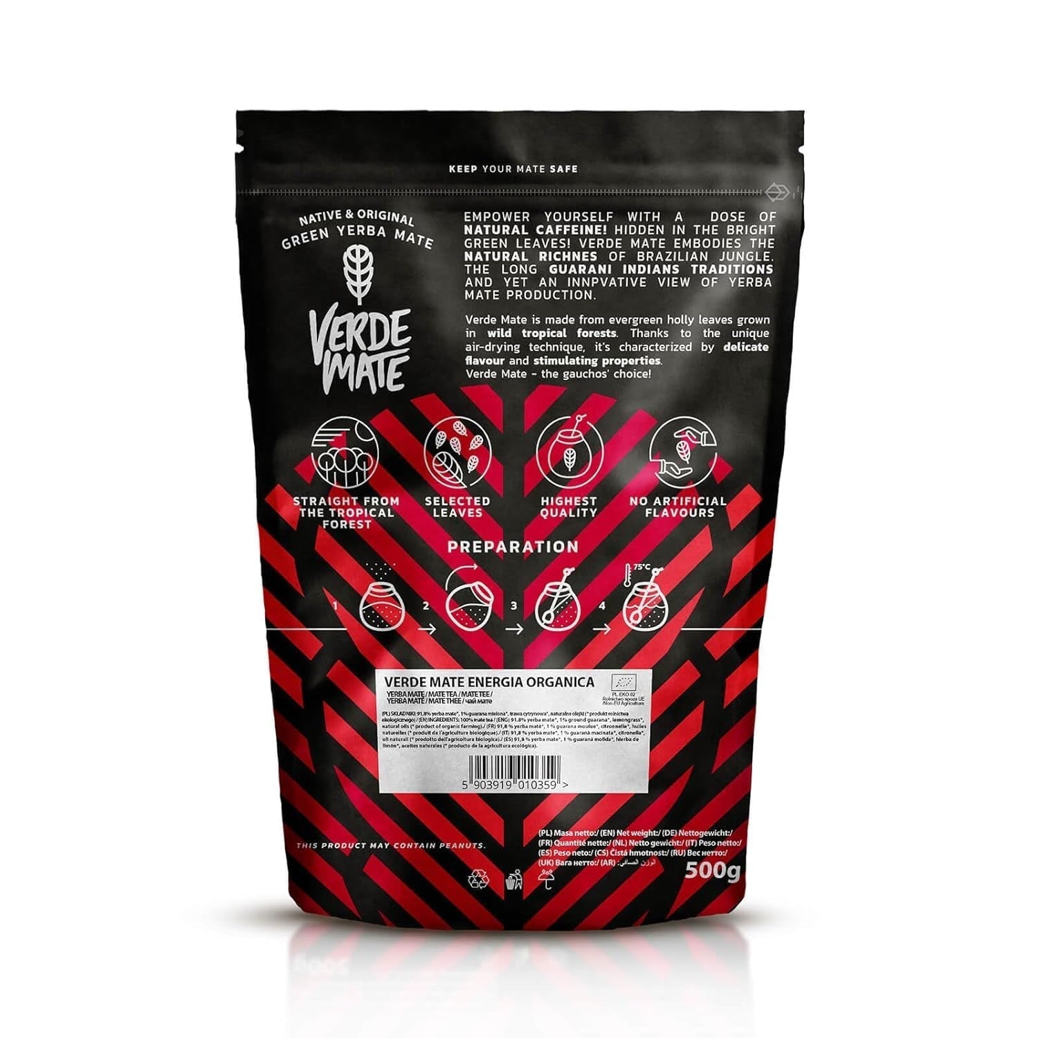 Green Mate Green Orgánica Energy Guarana 500G | Bio Yerba Mate Tee aus Brasilien | Natürlicher Koffeingehalt | Bio-Mate-Tee