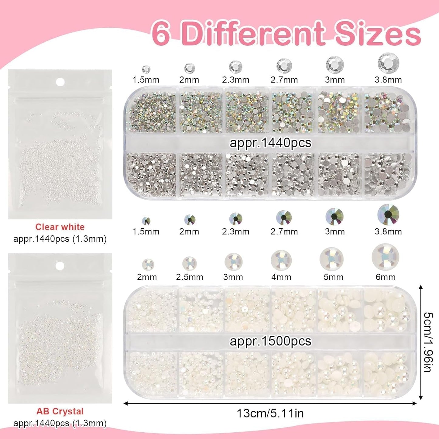 5820 Stück Strasssteine ​​​​Nägel, Glitzersteine ​​​​Nägel Und Halbrunde Perlen, AB Kristall Rhinestones, Flatback Nagel Steine ​​​​Mit Pinzette Und Stift Für Nagel/Diy (Mehrere Größen Und Farben)