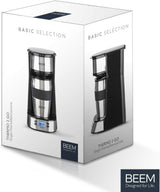 BEEM THERMO 2 GO Einzelfilter-Espressomaschine mit 0,4 l Thermobecher | Permanentfilter | Mit 24-Stunden-Timer für eine heiße Tasse Kaffee am Morgen, kein Warten | 750 W