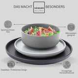 SÄNGER Leeds | 12-teiliges Steinzeug-Geschirrset, 4-Personen-Essteller-Set (4 Speiseteller, 4 Dessertteller, 4 Schüsseln), farbenfrohes, kratzfestes Geschirr | DIE VALUE-KOLLEKTION