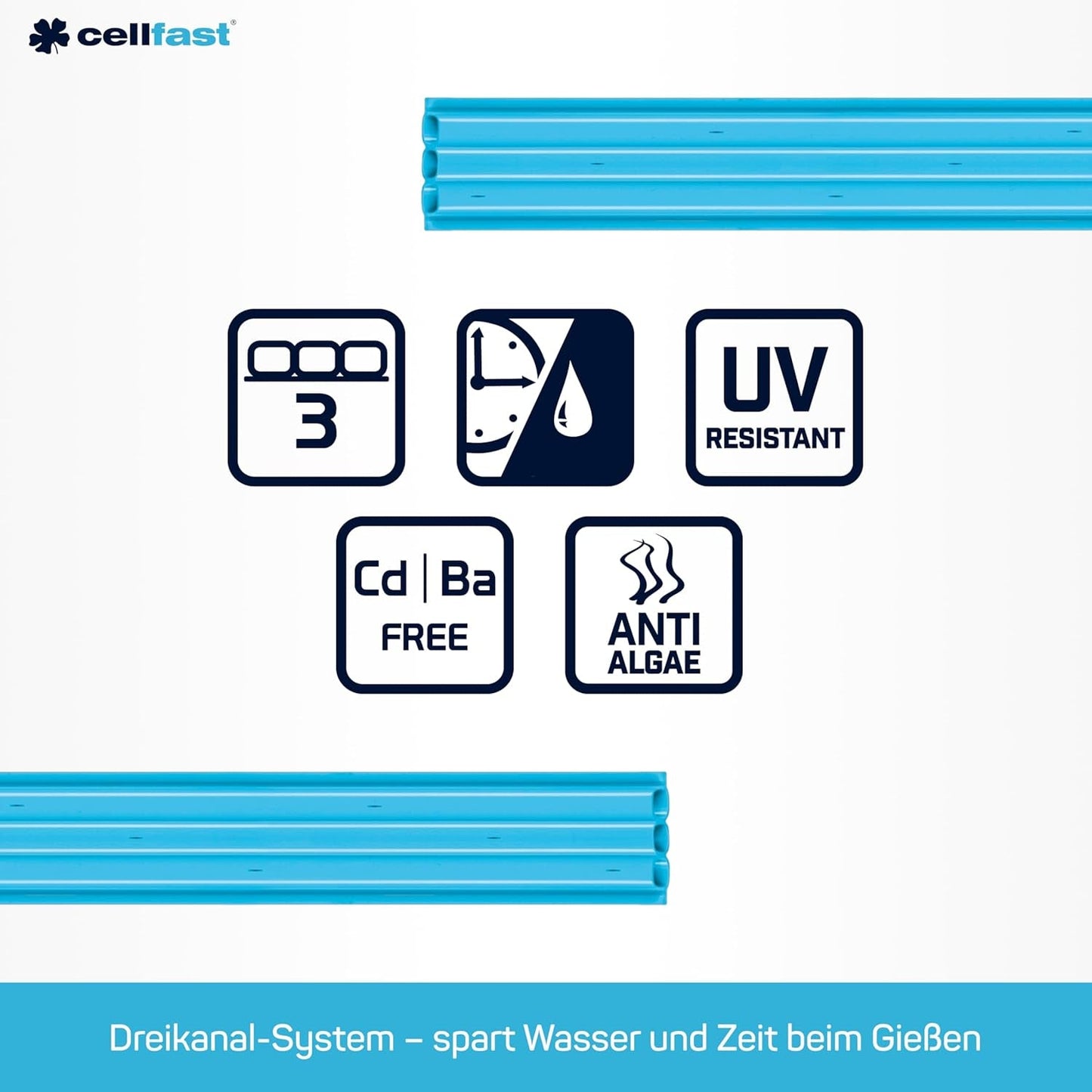Cellfast SPRING Bewässerungsschlauch, Dreikanal-Bewässerungsschlauch mit vollständigen Anschlüssen, aus hochwertigem Draht, UV-beständig, 15 m, 1/2 Zoll, 19-022, mehrfarbig, 38 x 38 x 8 cm