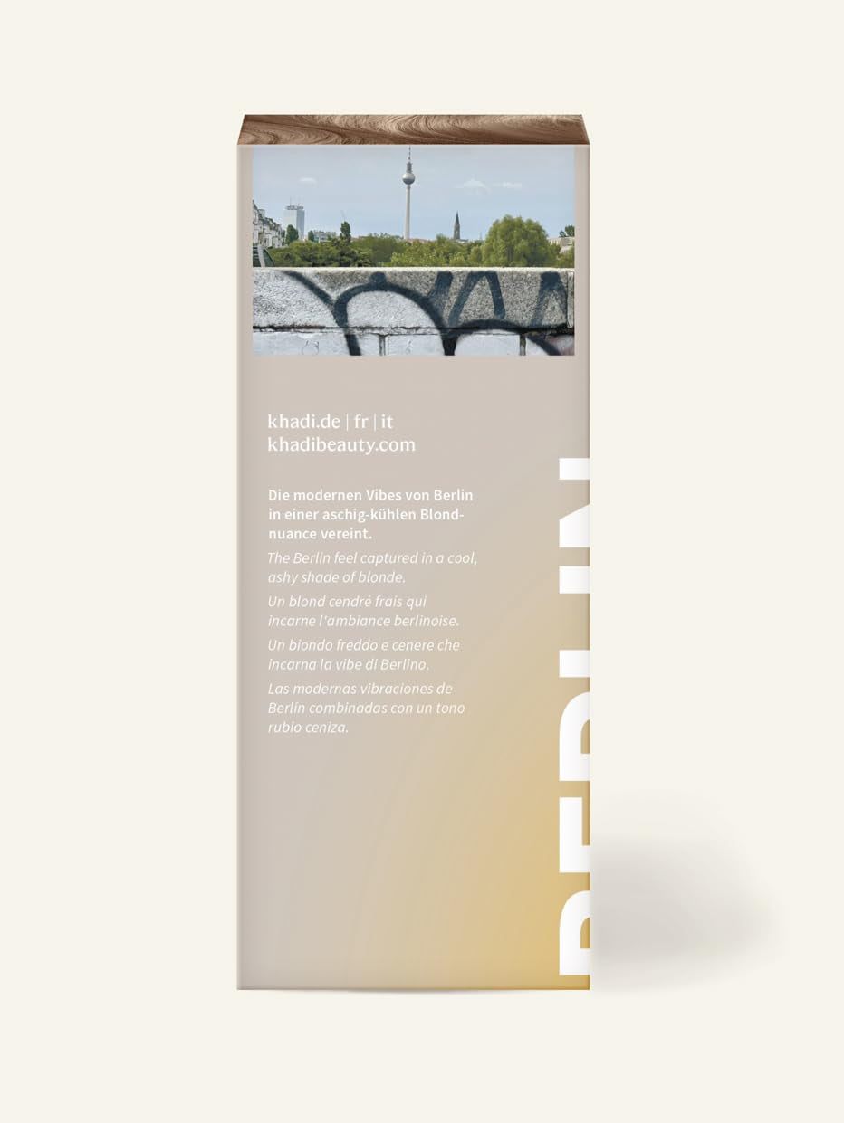 khadi BERLIN BLOND pflanzliche Haarfarbe – färbt Haare in einem kühlen grau-blonden Farbton – natürliche Haarfarbe 100 % pflanzlich, natürlich und vegan – 100 g Haarfarbe Naty Shop