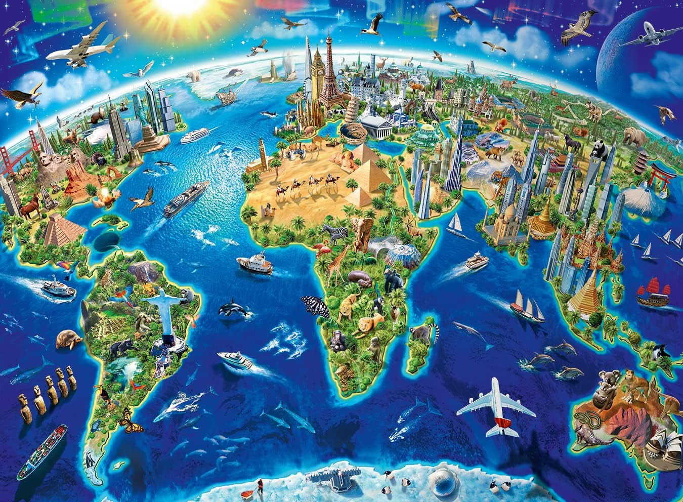 Ravensburger Kinderpuzzle - 12722 Große weite Welt - Weltkartenpuzzle für Kinder ab 8 Jahren, mit 200 Teilen im XXL-Format Puzzle Naty Shop