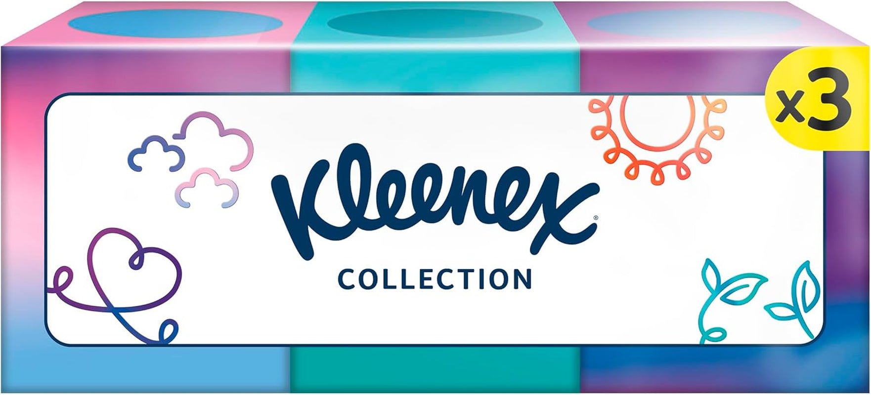 Kleenex Kosmetiktuchboxen, täglicher Gebrauch, 3-lagig, Sammelwürfel, 12 x 48 Taschentücher
