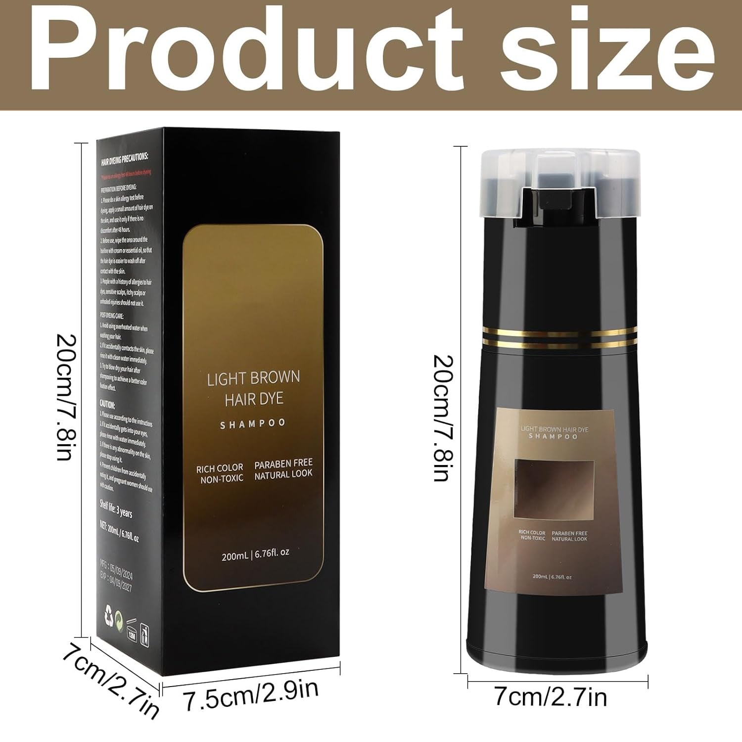 Haarfarben-Shampoo, 3-in-1-Instant-Farbshampoo, Sofort-Haarpflege-Farbshampoo, Schwarzes Haarfarben-Shampoo, Haarfarben-Shampoo (Hellbraun) Naty Shop Haarfärbemittel