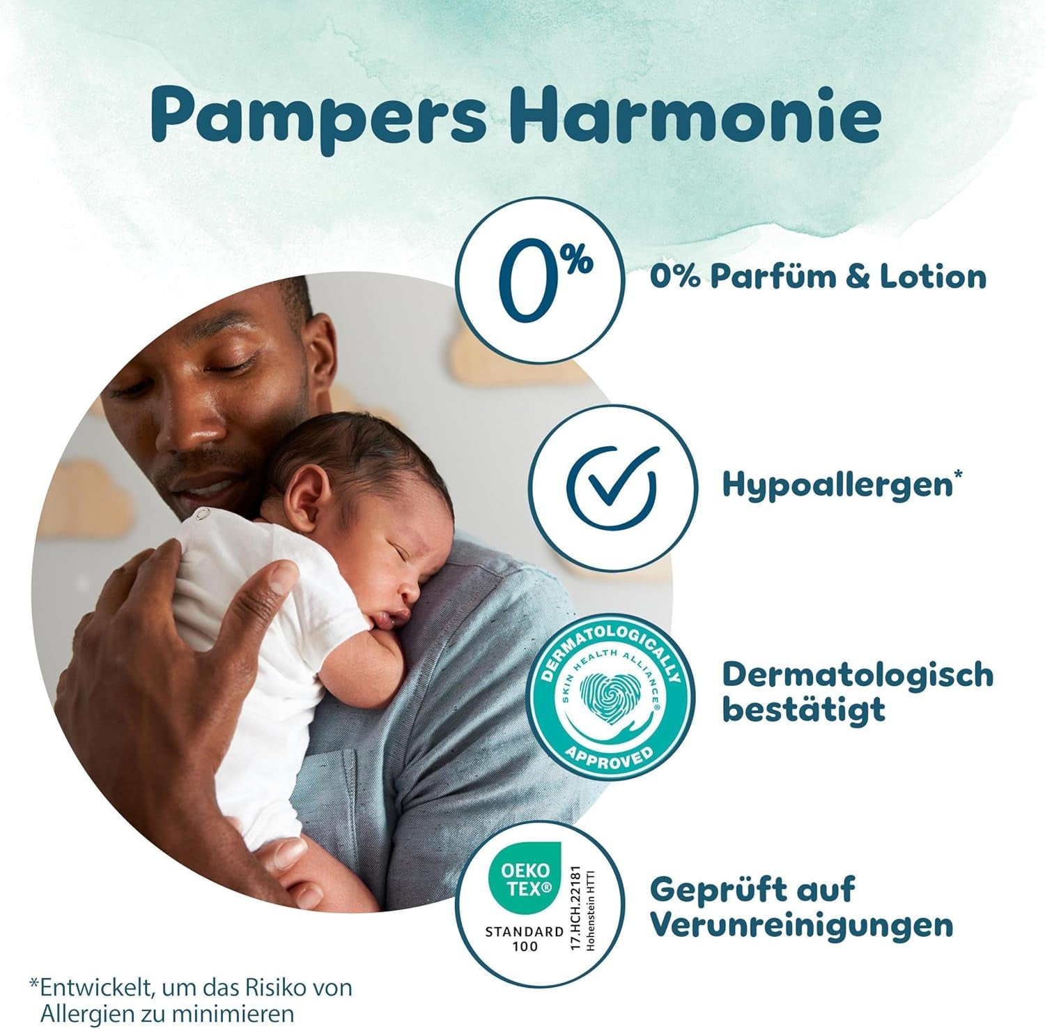 Pampers Harmony Windeln Größe 2, 204 Windeln, 4kg-8kg, sanfter Hautschutz mit 100 % Pampers-Schutz