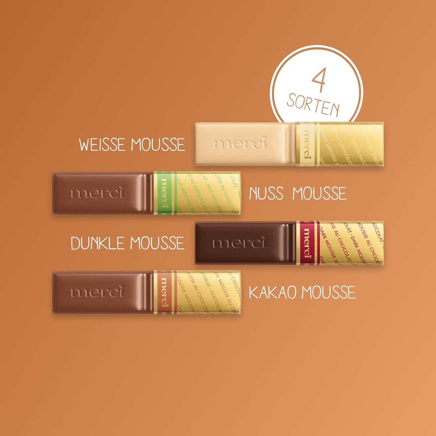 merci Finest Selection Mousse au Chocolat Sorte – 1 x 210 g – Spezialitäten Erlesenes Schokoladenmousse – Gefüllte und ungefüllte Pralinen