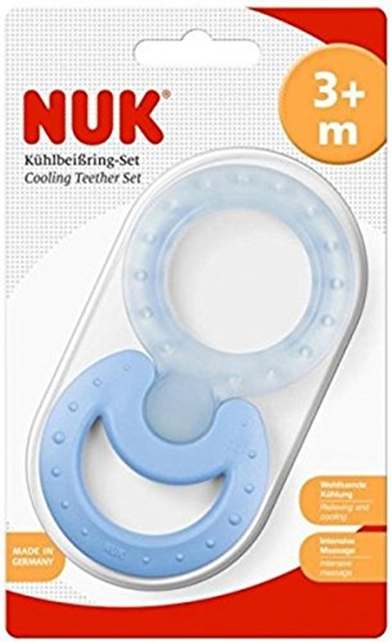 NUK Classic and Cool 2-teiliges Cooler-Beißring-Set für Massage und Kühlung, 1 Set, BPA-frei, farblich sortiert