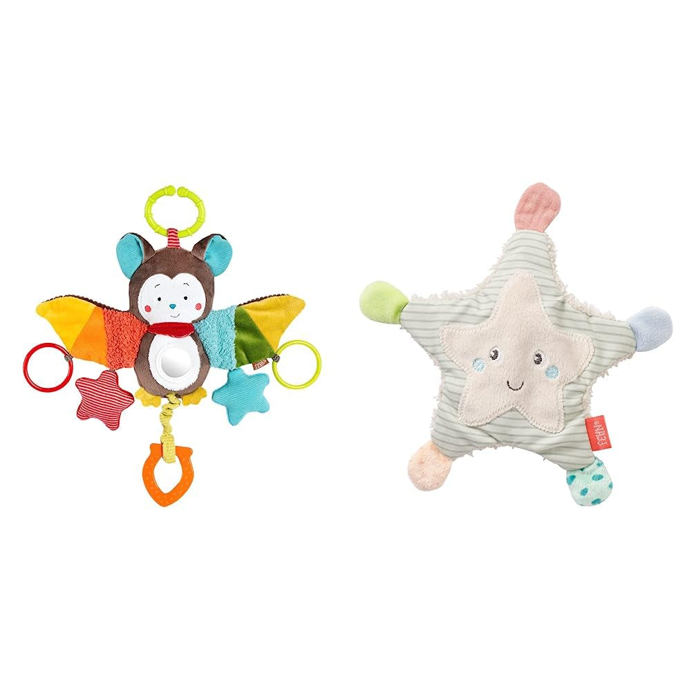 Fehn Oktopus Aktivitätsspielzeug – Baby-Motorikspielzeug für Kinderwagen und helle Starts, Oball, Rasselspielzeug mit Greifbällen zum Spazierengehen, interaktives Babyspielzeug Bebe Toys Naty Shop Tierisches Rascheln Aktivitätspaket Fledermaus
