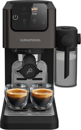 Siebträger-Espressomaschine GRUNDIG KSM 5330 mit integriertem Milchbehälter, Leistung 1628 W, Pumpendruck 15 bar, Doppeldüse, farbiges Touch-Display, BrewSense, CreamyPro, Edelstahl dunkel/Schwarz