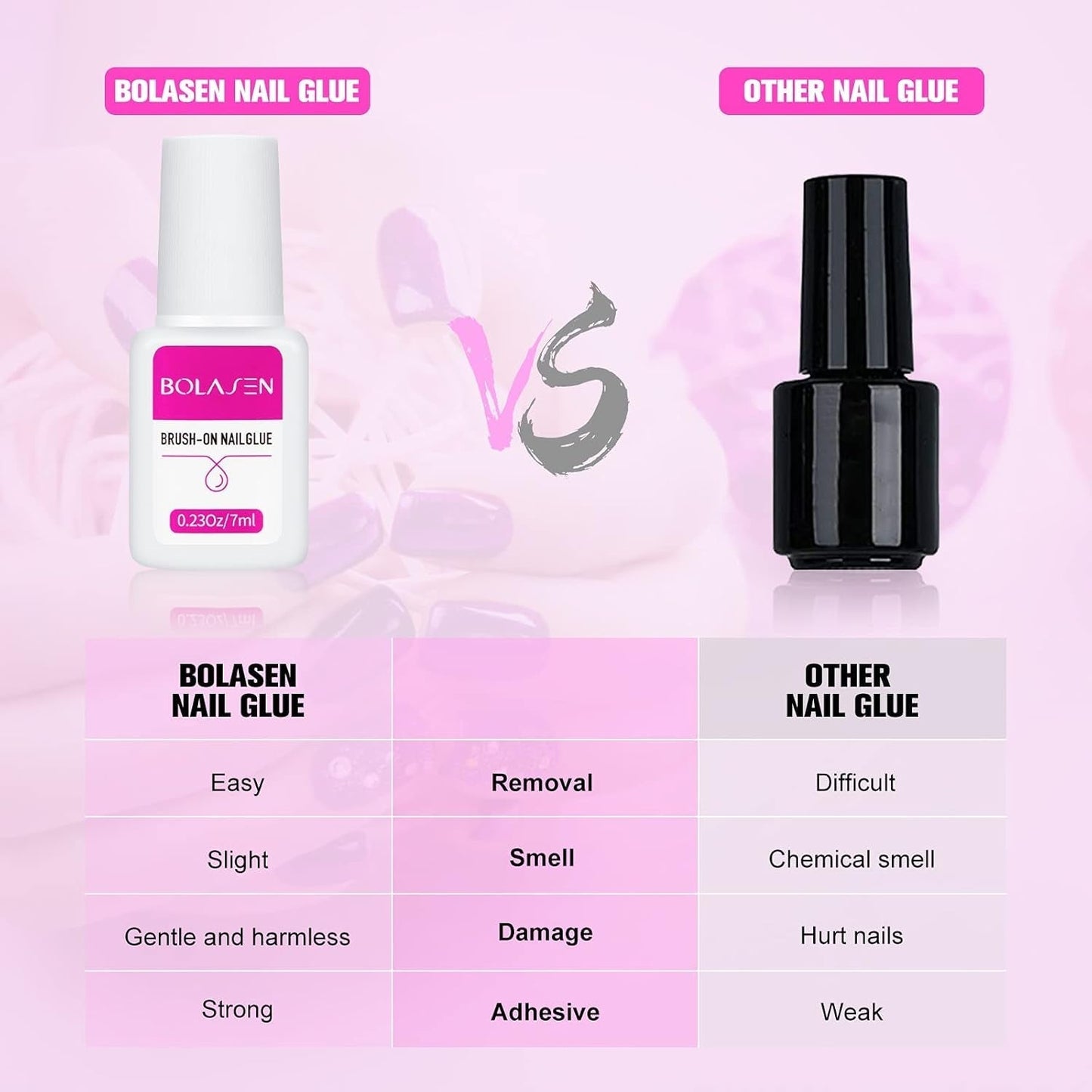 Nagelspitzenkleber, BOLASEN Extra starker Nagelkleber, 4 Stück rissiger Nagelkleber, Nagelkleber, extra starker künstlicher Nagelkleber, Nagelkleber – 4 * 7 ml