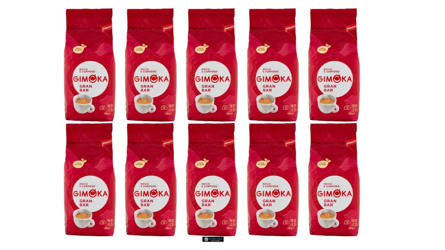 Gimoka Gran Bar Kaffeebohnen, reichhaltig und cremig, 1 kg, 10er-Pack, + Schlüsselanhänger