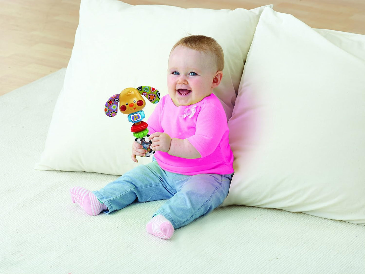 VTech Babyrassel – Babyrassel im Welpen-Design mit lustigen Sprüchen, Musik und Lichteffekten – für Babys von 3–24 Monaten. Babyspielzeug Naty Shop
