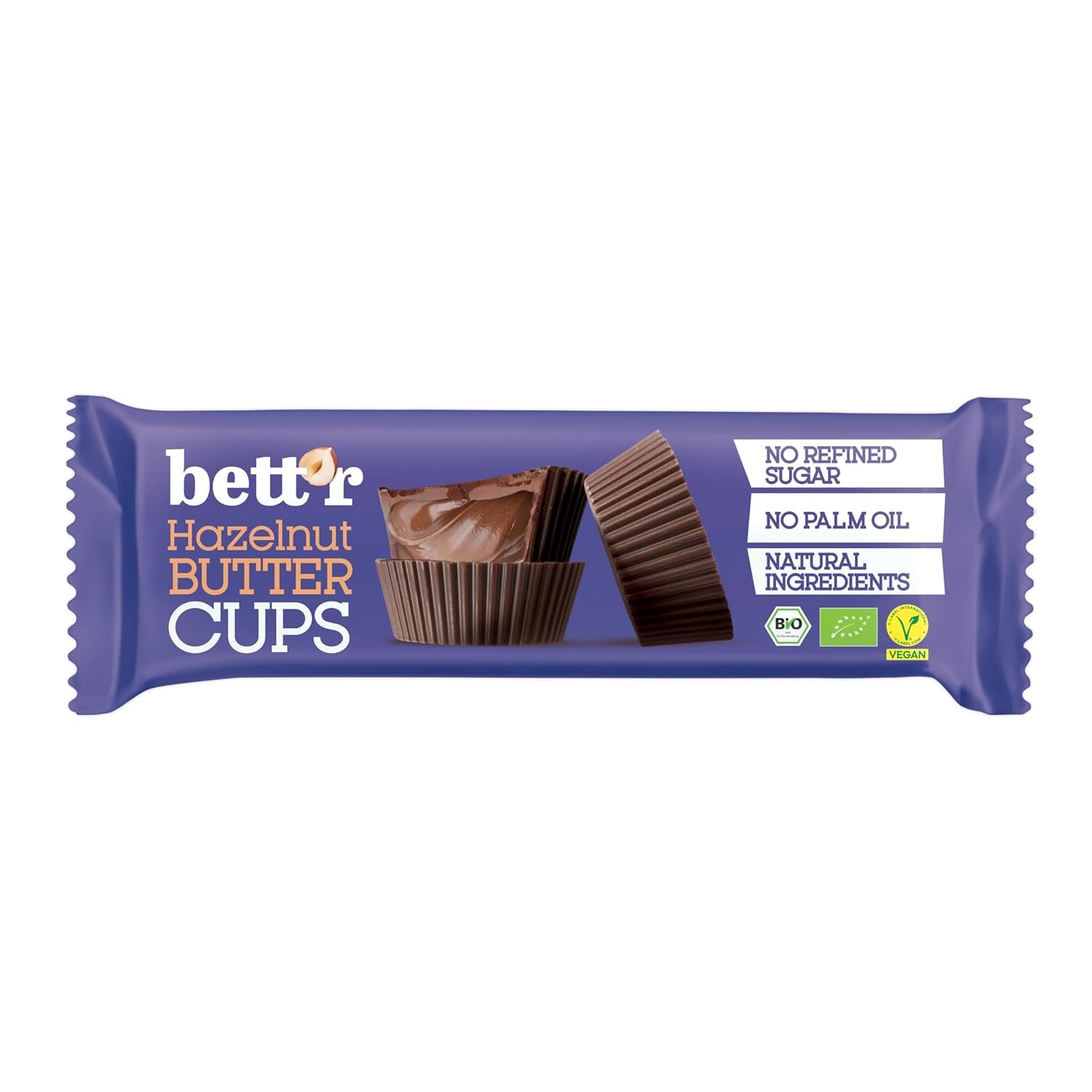 Bio-Haselnuss-Butterblumen ohne Schuldgefühle von Bett'r. 100 % vegan, glutenfrei und laktosefrei – 12 x 39 g