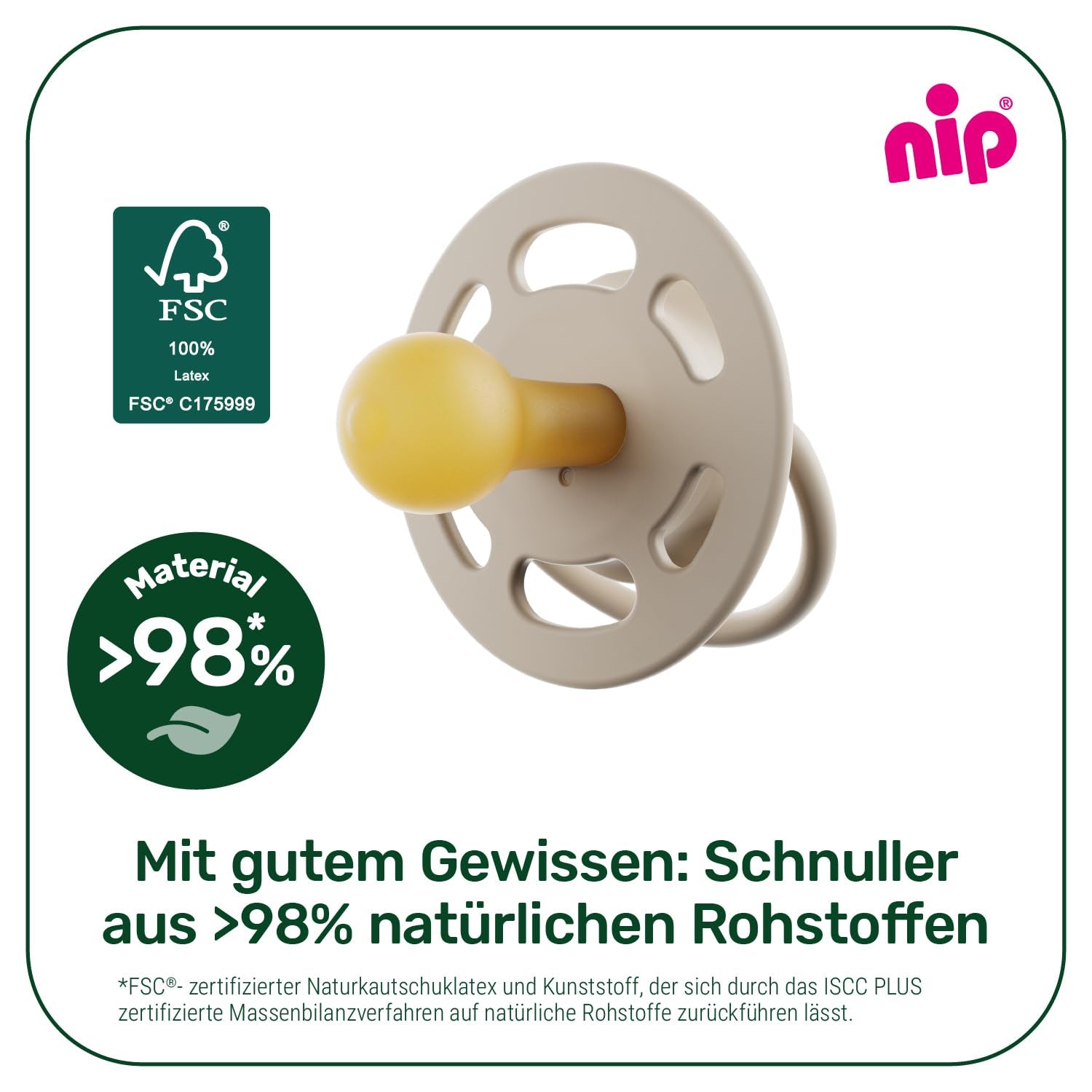 nip - Kirschgrün | 0-6 Monate | 4 Stück | Finden Sie heraus, was Sie tun können, und helfen Sie Ihnen dabei. Suzetă sustenabilă, Herstellung Ihres Materials aus erstklassiger Natur, grün/grau