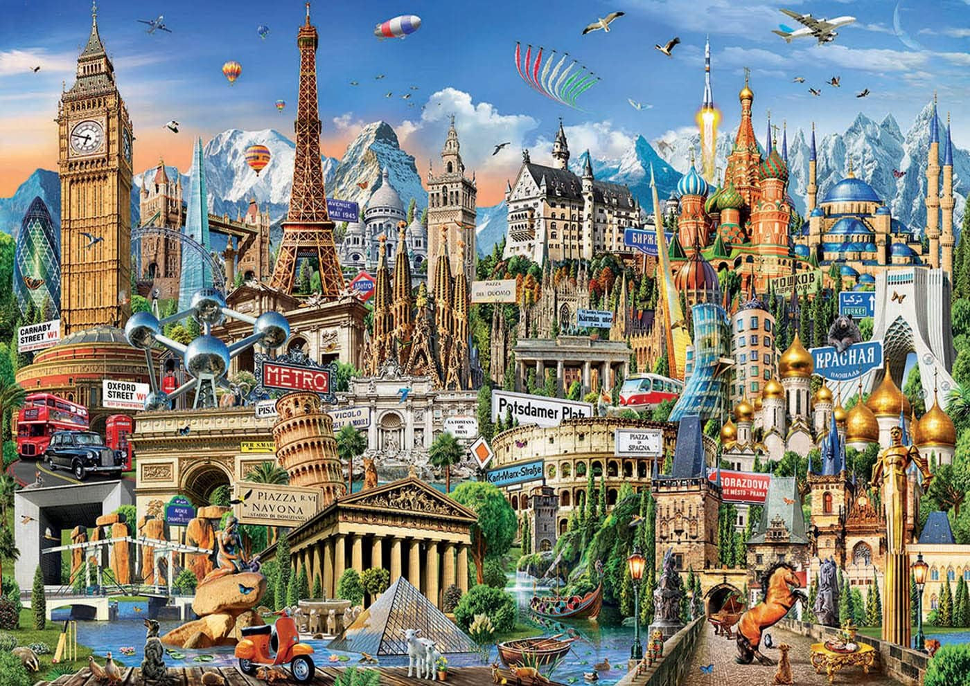 Educa - Puzzle 2000 Teile für Erwachsene | Wahrzeichen Europas, Puzzle 2000 Teile für Erwachsene und Kinder ab 14 Jahren, Touristenattraktionen (17697) Puzzle Naty Shop