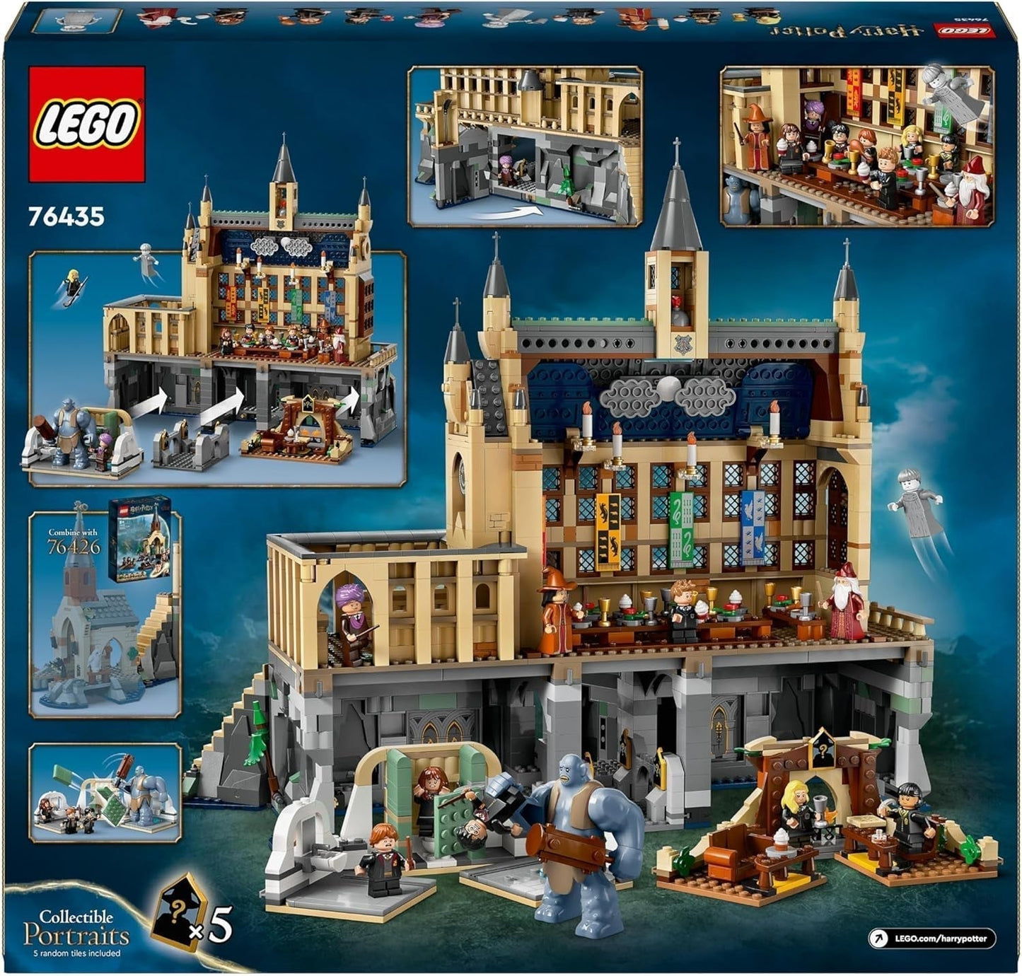 LEGO Harry Potter Schloss Hogwarts: Die Große Halle, Sammelspielzeug mit 11 Minifiguren, darunter Hermine Granger, magisches Geschenk für Jungen und Mädchen 76435 Bausets Besuchen Sie den LEGO-Store