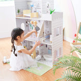 Teamson Kids Olivia's Little World Riesenpuppenhaus mit 16 Puppenzubehörteilen, Puppenhaus aus Holz mit Möbeln, 3-stöckig, 30 cm großes Puppenhaus für Kinder ab 3 Jahren