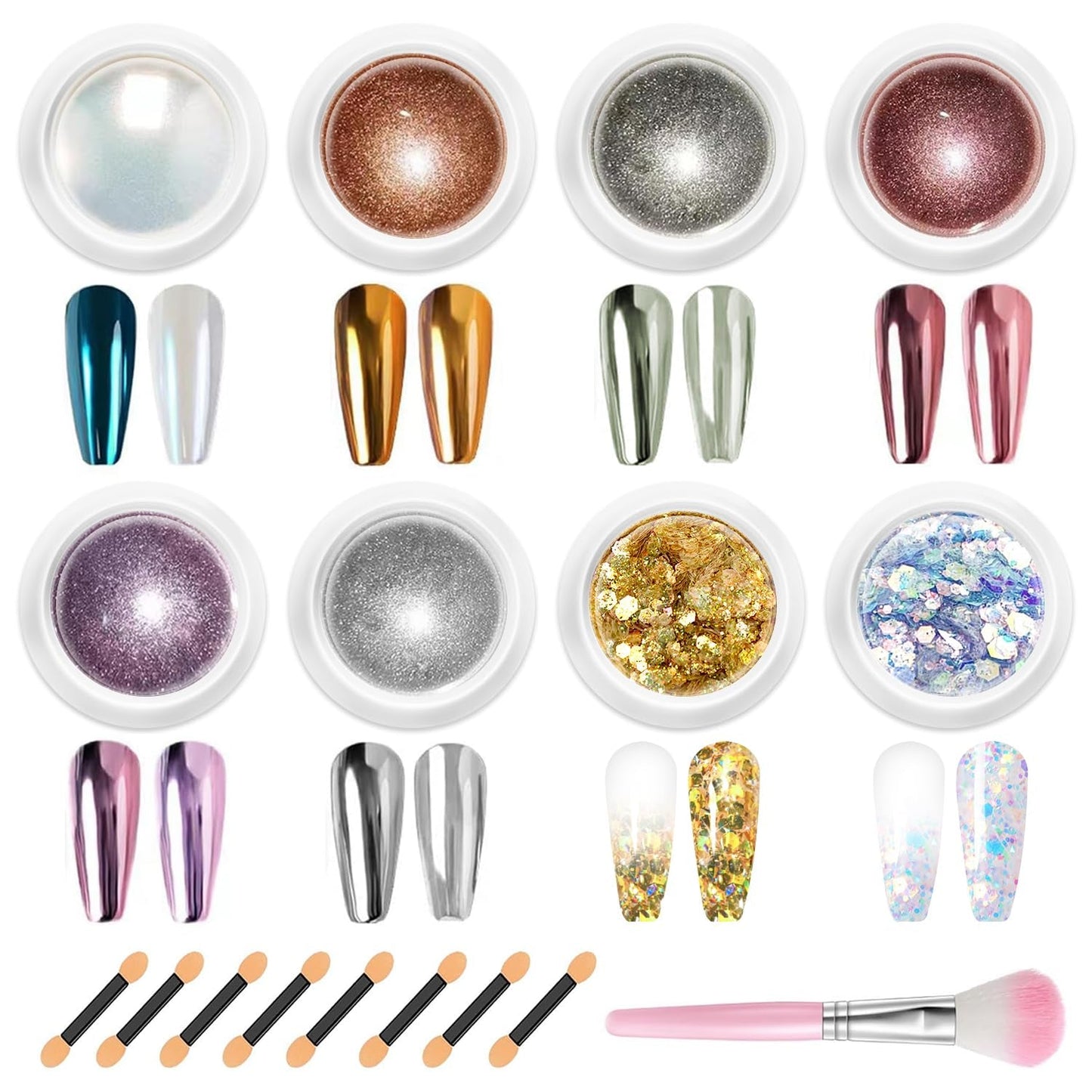 BISHENGYF Rose Gold Chrome Nail PowderNeue Upgrade Grosse Kapazitä Chrom PulverSuper-Spiegeleffekt Metall Mirror Chrome Powder –Neon Glassy Pearl Effect Glitter Nagelkunst Pulver Für DIY Salon