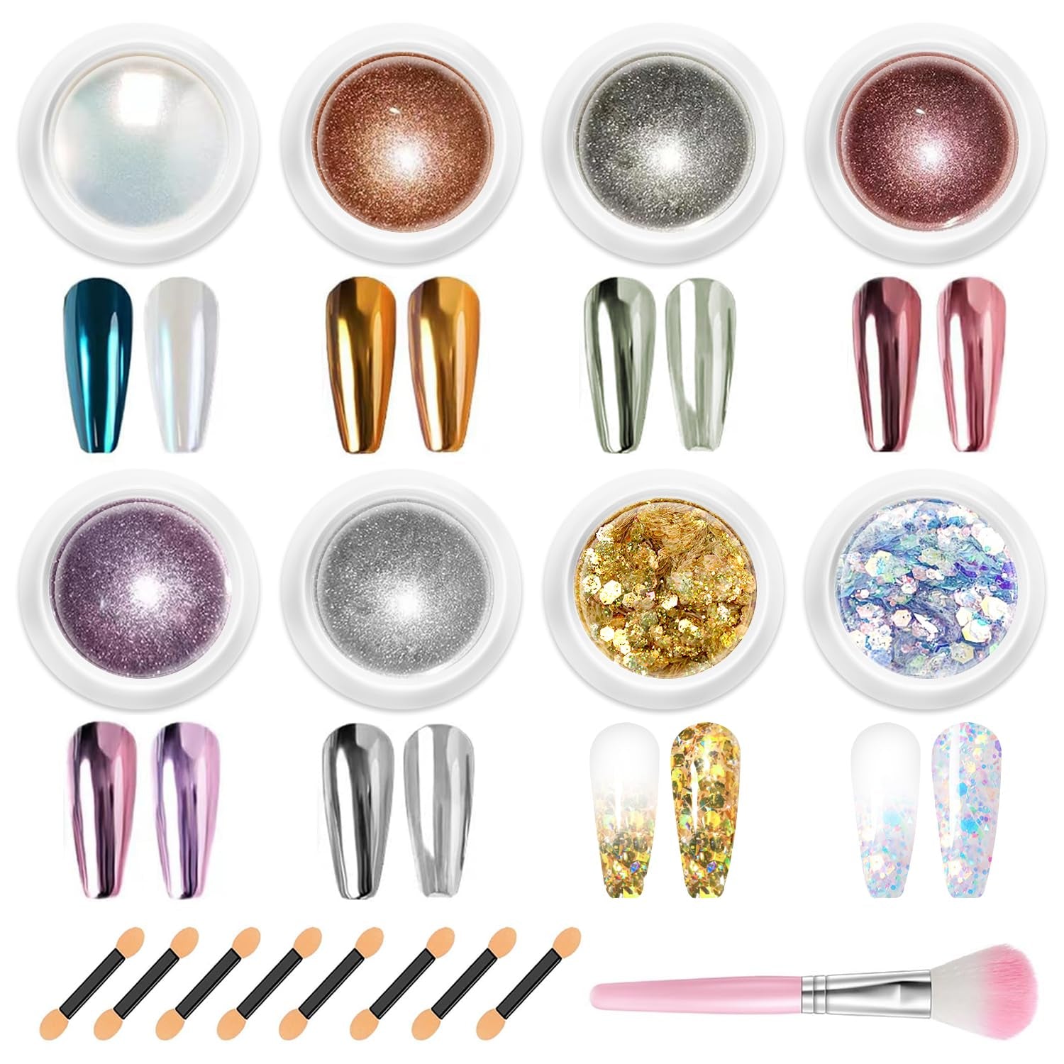 BISHENGYF Rose Gold Chrome Nail PowderNeue Upgrade Grosse Kapazitä Chrom PulverSuper-Spiegeleffekt Metall Mirror Chrome Powder –Neon Glassy Pearl Effect Glitter Nagelkunst Pulver Für DIY Salon