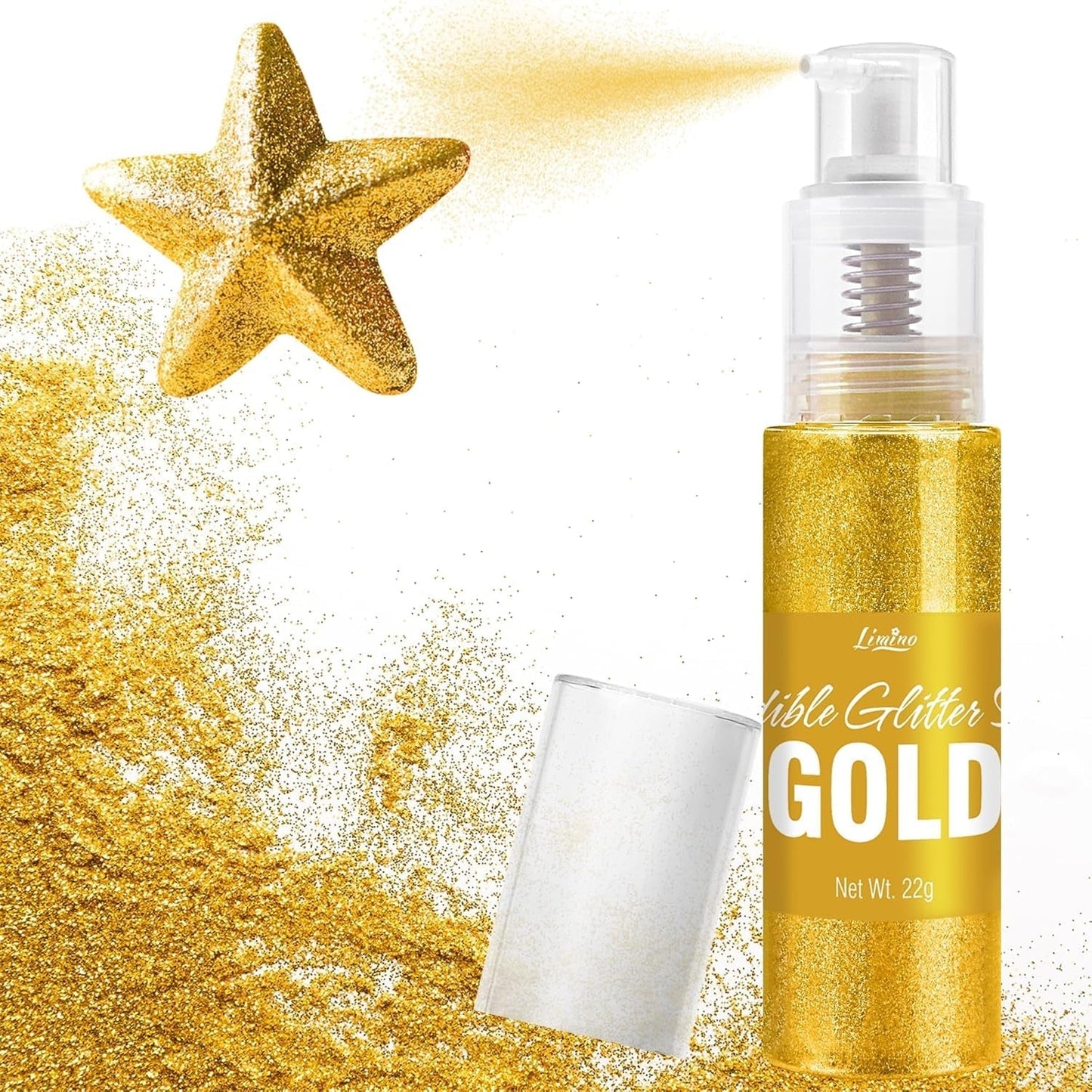 Essbares Glitzerspray – 22 g essbarer Glitzer, essbares Glitzerpulver für Getränke, Kuchendekorationen, Macarons – Lebensmittelfarbenes Glitzerpulver, essbarer Glitzer für Cocktails, Muffins (Pink)
