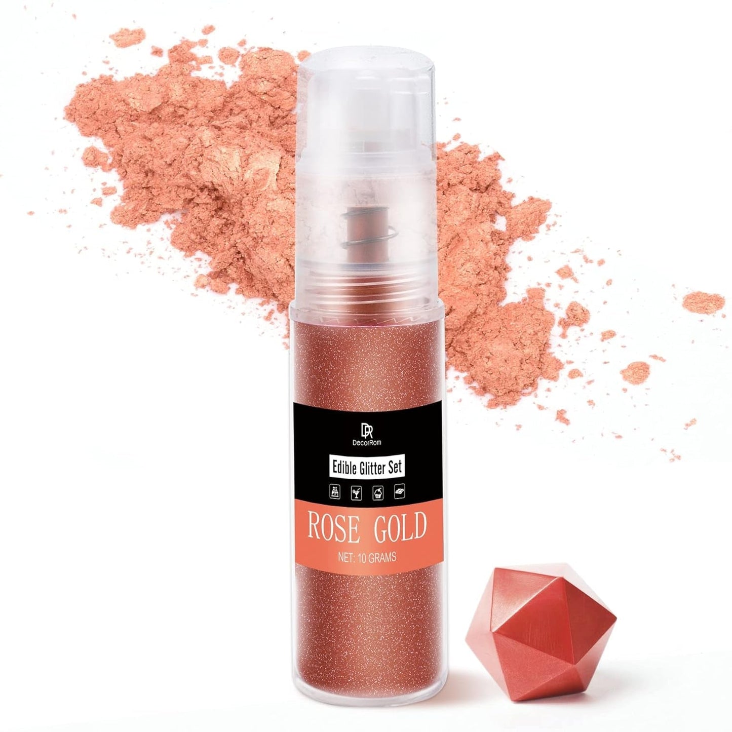 DecoRom, essbarer Glitzer, Pulver, 10 Gramm Glitter Naty Shop Roségold