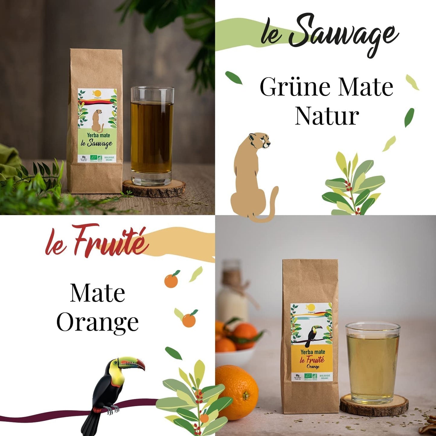ORIGEENS BIO MATE TEE GESCHENKSET X4 I Yerba Mate Bio 4X80G I Yerba Mate Teeset, Geschenkidee