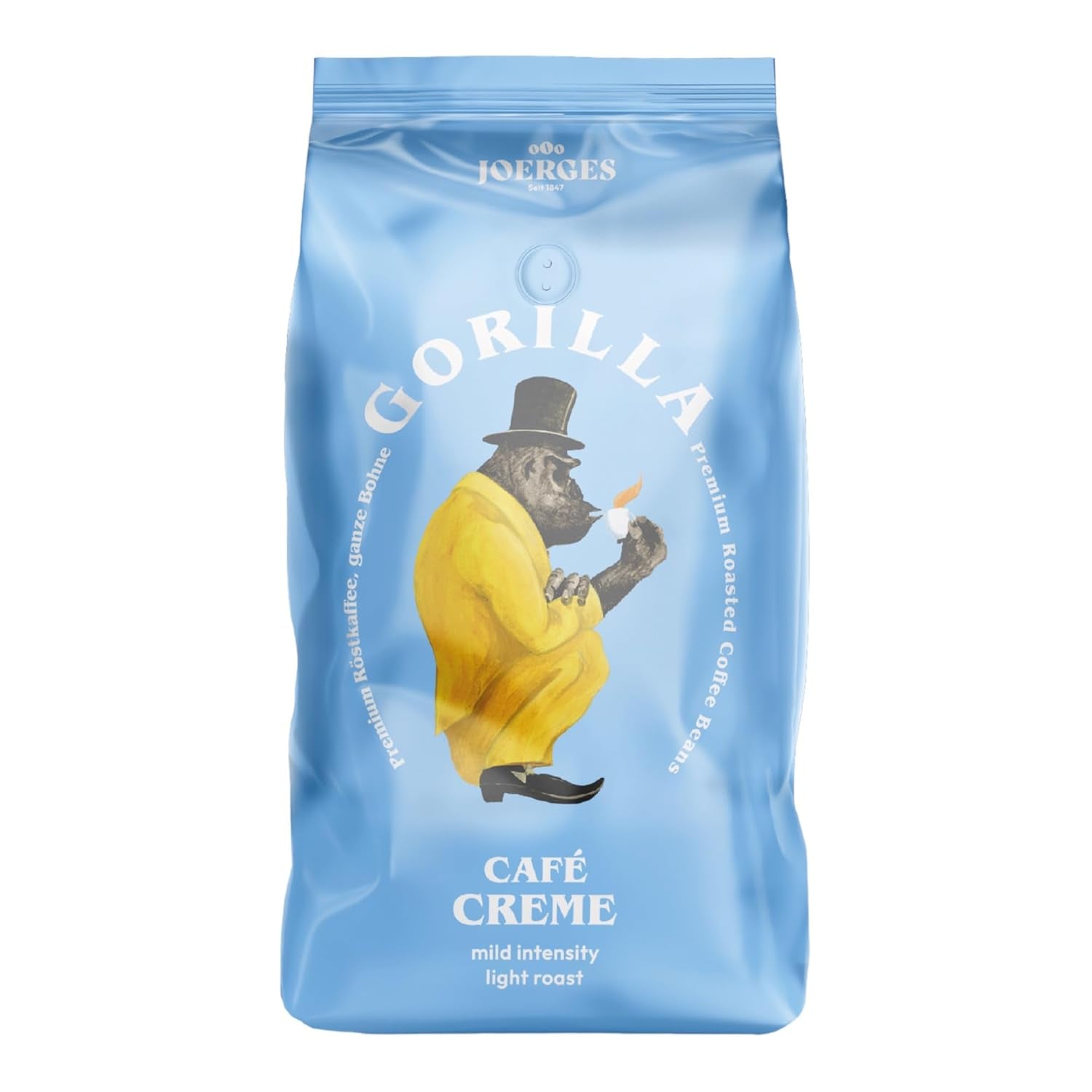 Gorilla Café Creme 6x 1000g | 100 % traditionelle Arabica-Bohnen | Ideales vollautomatisches Crema mit harmonischem Aroma | Geriger Koffeingehalt helle Röstung | Vorratspackung