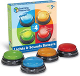 Lernressourcen Licht- und Ton-Summer Lernspiele ab 3 Jahren Kinder-Fragenspielzeug mit 4 verschiedenen Geräuschen für Spieleabende und Klassenzimmer Babyspielzeug Naty Shop Keine Batterien im Lieferumfang enthalten 4er-Set