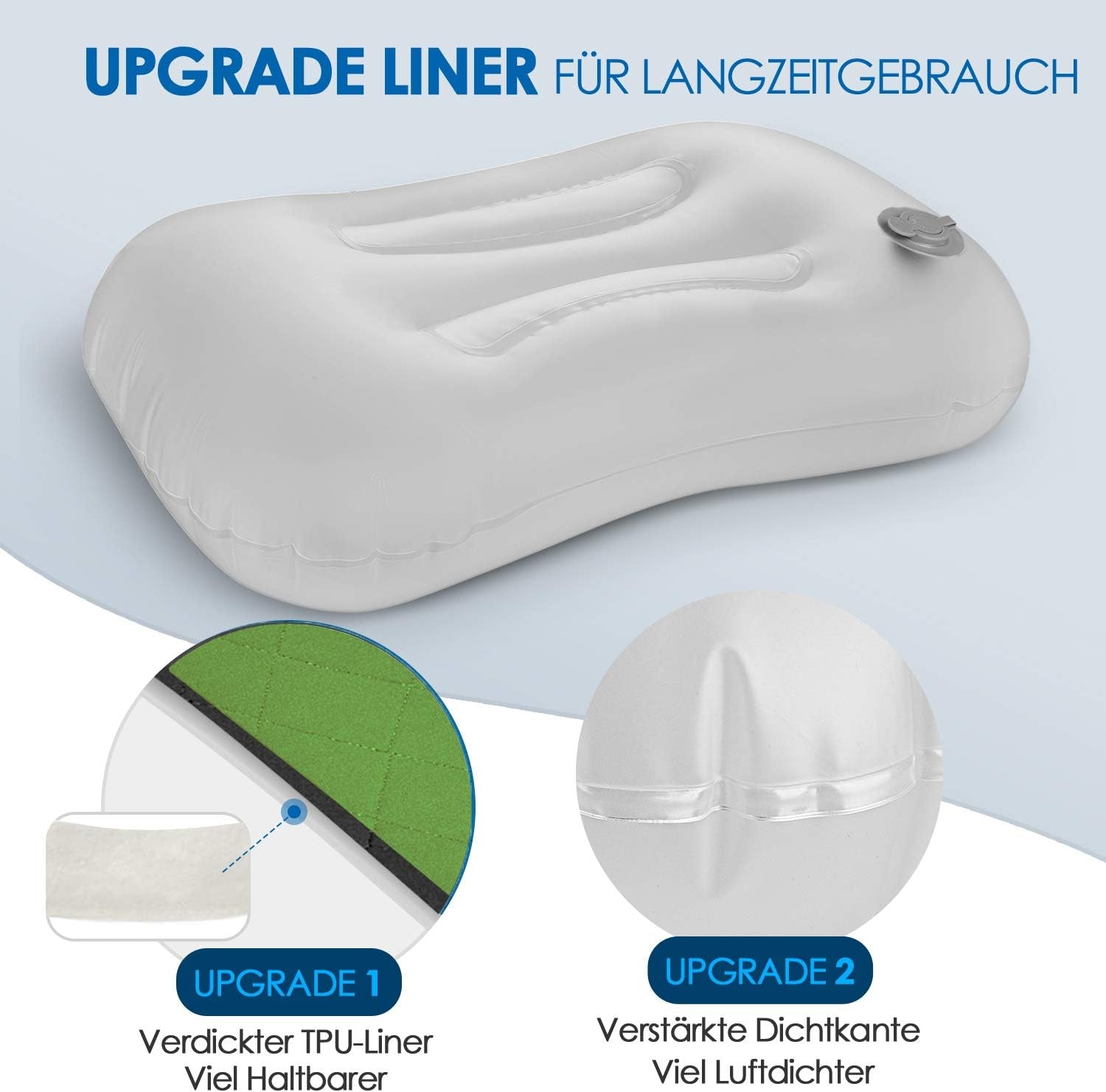 HIKENTURE Aufblasbares Camping-/Reisekissen mit abnehmbarem Kissenbezug, ergonomisches Kissen, bequemes Nackenkissen für Reisen/Outdoor, aufblasbares Reise-Nackenkissen (grün) ... Orthopädische Halskissen von Naty Shop