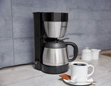 Cloer 5009 Warmhaltefilter-Espressomaschine für bis zu 8 Tassen, 800 W, mit isolierter Edelstahlkaraffe, 1 x 4 Filterbecher, Schwarz
