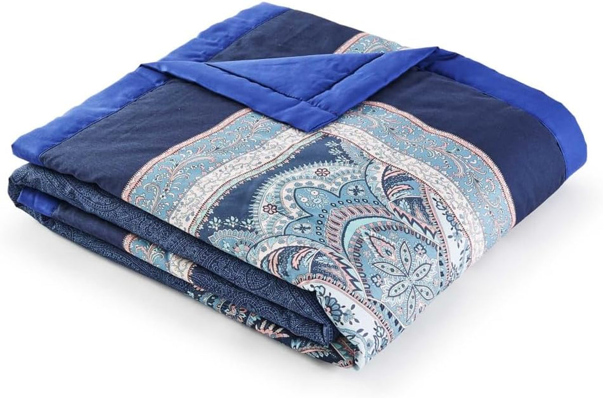 BASSETTI Baumwollplaid SABBIONETA Farbe BLAU B3 Größe 135X190 Bettdecken und Steppdecken Naty Shop