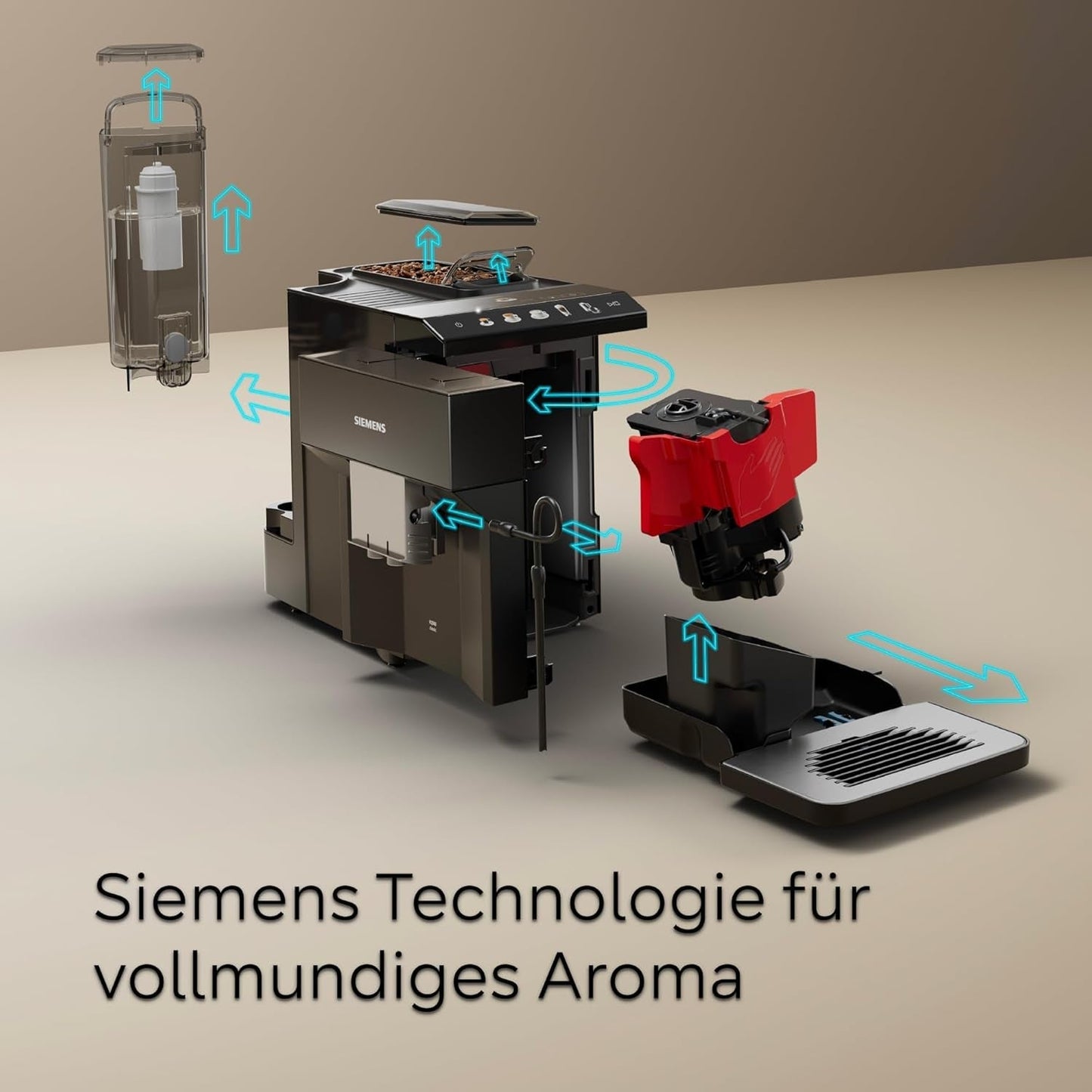 Siemens EQ500 klassische automatische Espressomaschine, TFT-Farbbildschirm, 5 Kaffee- und Milchsorten, Doppeltassenfunktion, einfache Reinigung, abnehmbare Brüheinheit, mit Milchschlauch, schwarz, TP511E19