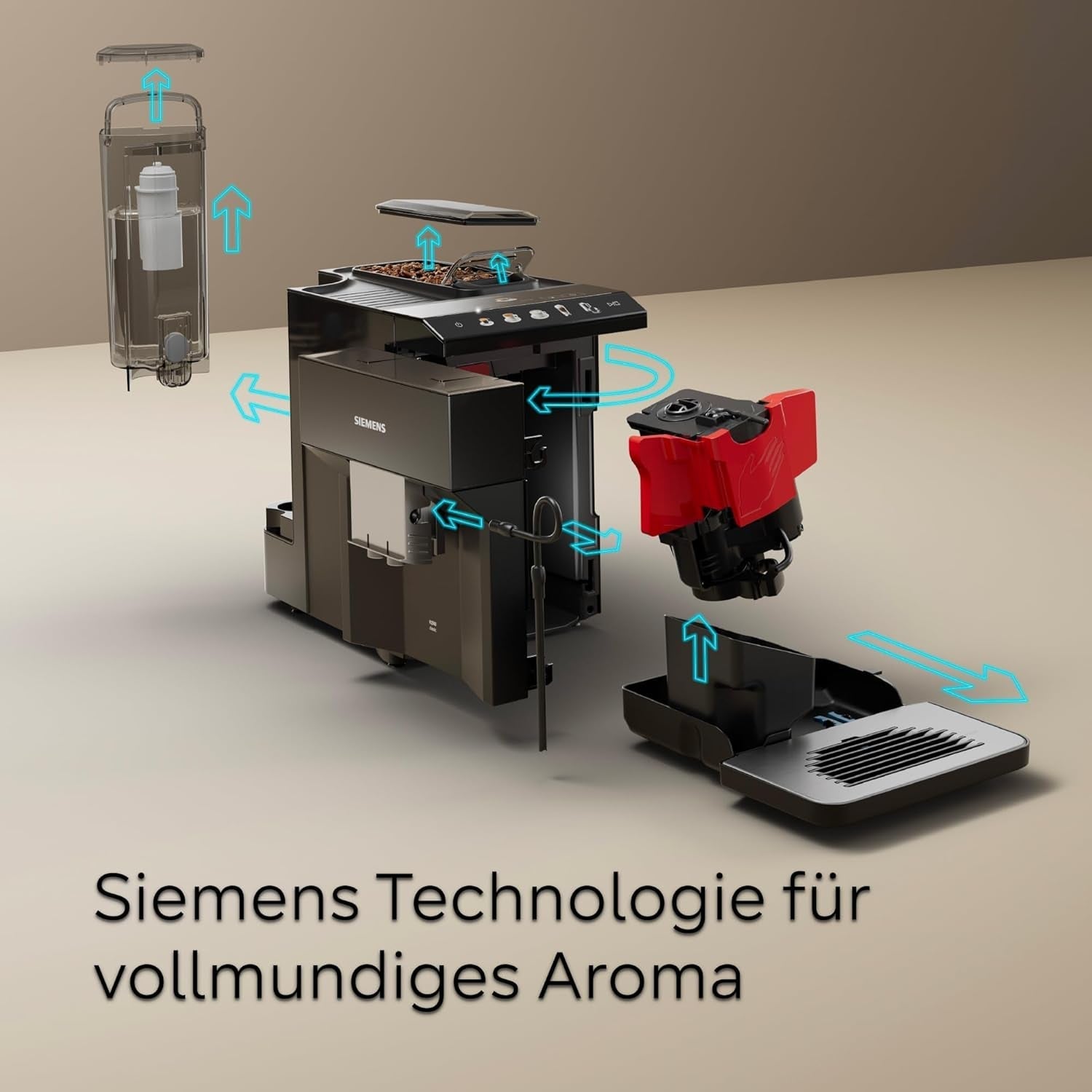 Siemens EQ500 klassische automatische Espressomaschine, TFT-Farbbildschirm, 5 Kaffee- und Milchsorten, Doppeltassenfunktion, einfache Reinigung, abnehmbare Brüheinheit, mit Milchschlauch, schwarz, TP511E19