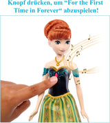 Mattel Toys Disney Frozen Anna Singende Modepuppe im ikonischen Outfit singt „Zum ersten Mal“ aus dem Disney-Film in Englisch, Französisch, Deutsch, Italienisch, JDL59