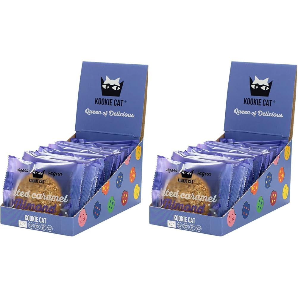 Vegane gesalzene Karamell-Mandelkekse – einzeln verpackt, glutenfrei, sojafrei, Bio-Mandelhaferflocken – 12 x 50 g Multipack (2er-Pack)
