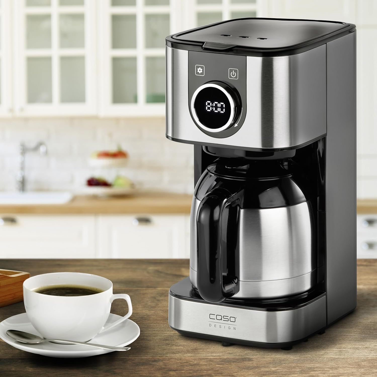 CASO Selection C 10 Thermo Design Kaffeemaschine – Edelstahlgehäuse, 1,2 l Isotherm-Karaffe (10 Tassen), Touch-Bedienung und Timer, Aroma PLUS-Funktion, Permanentfilter, Anti-Tropf-Filter
