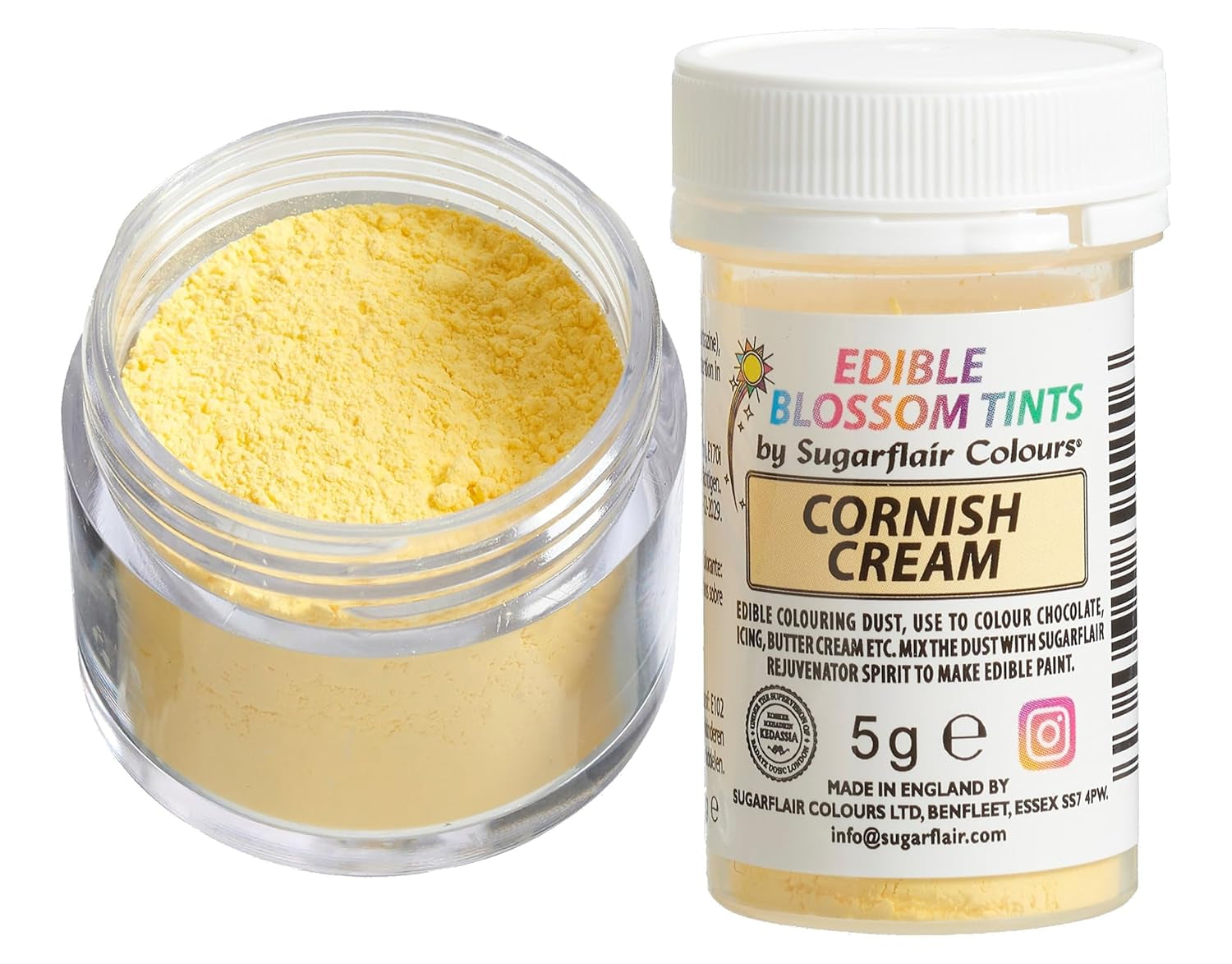 Sugarflair Blossom Tint Dust Cornish Cream Lebensmittelfarbpulver – Lebensmittelfarbpulver für Kuchendekorationen, Fondant, Glasur, Schokolade, Buttercreme, Macarons und mehr – 5 g