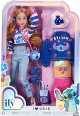 Disney ILY 4EVER Fashion Dolls Stitch mit roten Haaren, 29,2 cm groß, mit 13 Bewegungspunkten, zwei kompletten Mix-and-Match-Outfits und einem funkelnden Mickey-Ring für Sie! Naty Shop-Puppen