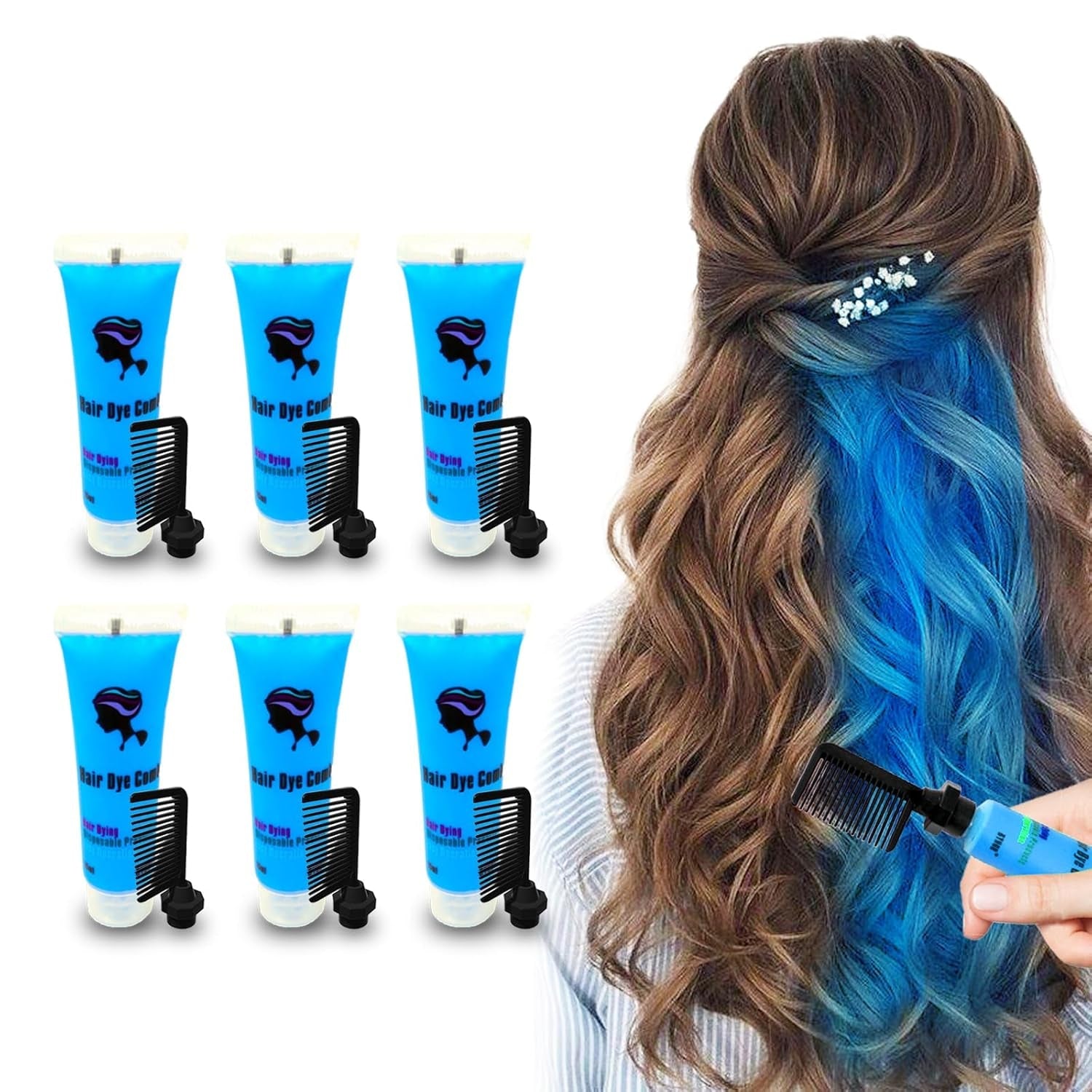 Byhoo 6 Stück temporäre Haarfarbe für schwarzes Haar, Haarkreide, waschbare Haarfarbe, Geschenkidee für Mädchen, Geburtstagsgeschenk für Teenager. Naty Shop 04 Haarfärbemittel
