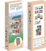 Dreistöckiges Puppenhaus im Soho-Madera-Design mit 8 Möbelstücken, Größe 120 x 33 x 75 cm (913D00181) Naty Shop Dollhouses